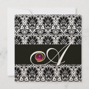SVART GULD DAMASK MONOGRAM Rosa Fuchsia Amethyst Inbjudningar