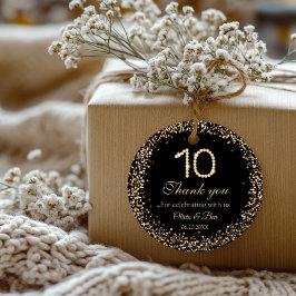 Svart & Guld Diamant 10-årsjubileum Tack Gåvor Etiketter
