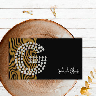 Svart Guld Diamant Initial G Social Media Monogram Visitkort