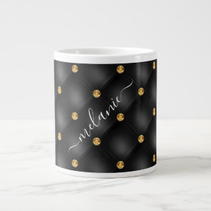 Svart Guld Diamond Tuftad Eget namn Mugg Jumbo Mugg