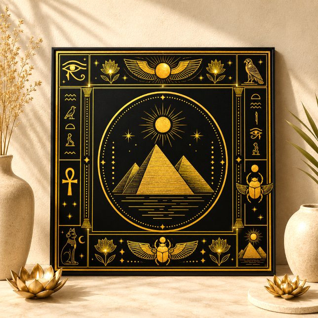 Svart Guld Egyptisk Pyramid Lyx Dekor Konst Kakelplatta (Skapare uppladdad)