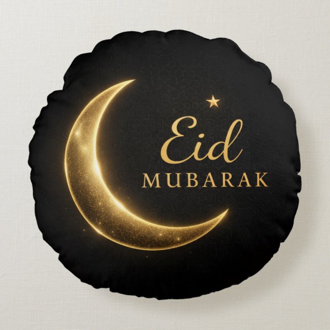 Svart & Guld Eid Mubarak Dekorativ Kudde – Ramad (Framsidan)