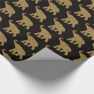 Svart guld- Elefanter som är guld- & Presentpapper