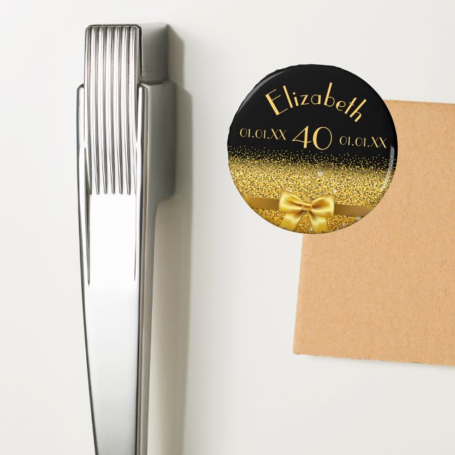 Svart guld-elegant-båge på 40-årsdagen magnet (Skapare uppladdad)