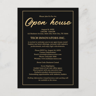Svart &Guld-Elegant - Business Open House-inbjudan Vykort