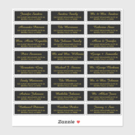 Svart guld-elegant-etiketter för gäst adress klistermärken