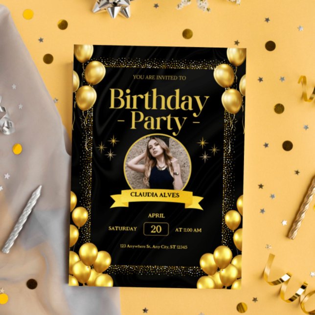 Svart Guld-Elegant-födelsedagskalender - kort (Skapare uppladdad)