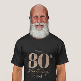Svart & Guld Elegant Glitter 80-års födelsedagsfot T Shirt