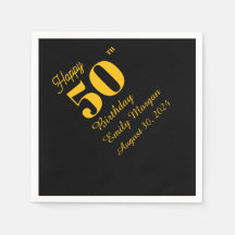 Svart & Guld Elegant Klassisk Födelsedag för Vuxna