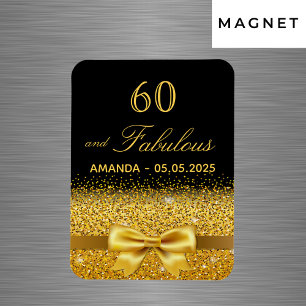 Svart guld-elegant med 60 födelsedag sparar datume magnet