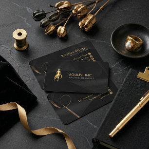 Svart Guld Elegant Mode Designer Boutique Visitkort