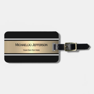 Svart Guld Elegant Modern Randig Personlig Chic Bagagebricka