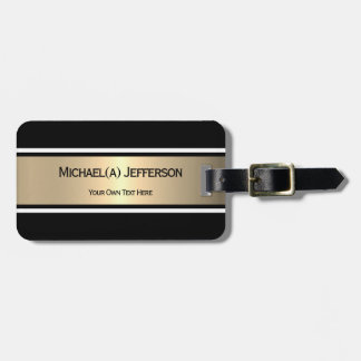 Svart Guld Elegant Modern Randig Personlig Chic Bagagebricka