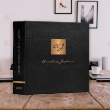 Svart guld elegant monogram präglad läderklassiker
