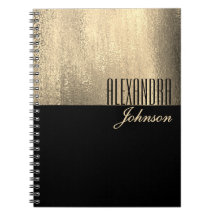 Svart Guld Elegant Namn Anteckningsbok Journal