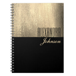 Svart Guld Elegant Namn Anteckningsbok Journal