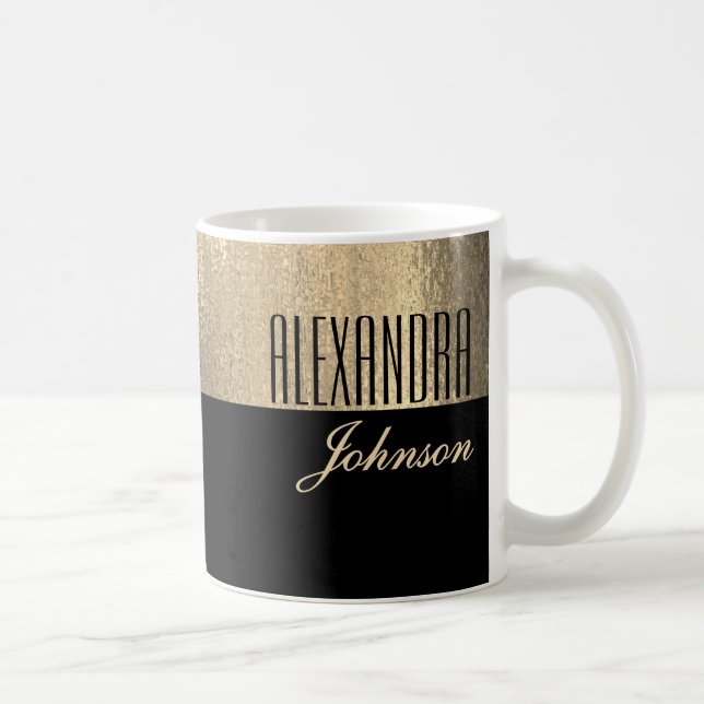 Svart Guld Elegant Namn Kaffemugg (Höger)