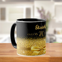 Svart guld elegant namn klassisk 70-årsdag mugg
