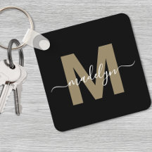 Svart Guld Elegant Namn Monogram
