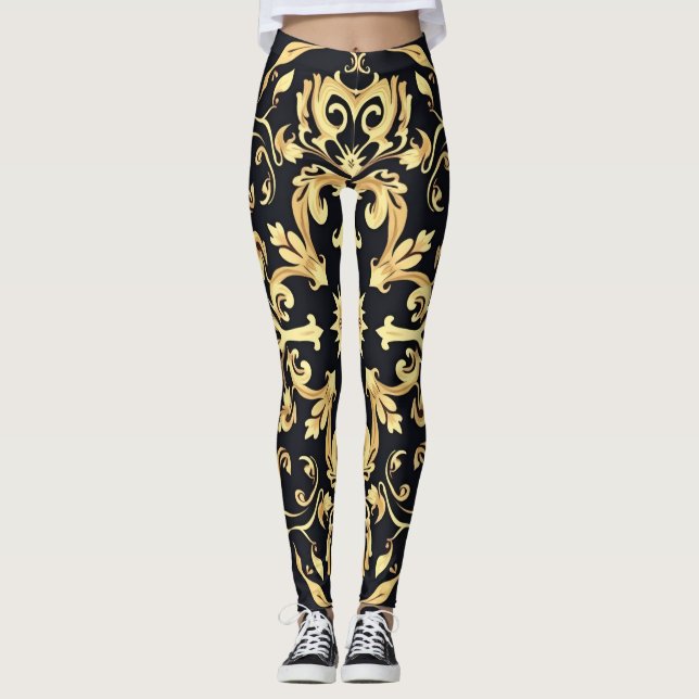 Svart&guld emblem leggings (Framsida)