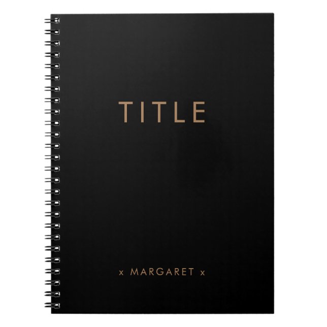 Svart Guld enkel, modern, minimalistisk Personlig Anteckningsbok (Framsidan)