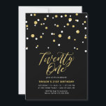 Svart & Guld Enkel Twenty One 21-årsfest Inbjudningar<br><div class="desc">Fira din speciella dag med denna minimalistiska inbjudan till 21-årsfest. Denna design har en stilren typsnittsstil "Twenty One" med sexkantig konfetti i en svart och guld färgkombination. Fler designs finns tillgängliga i min butik BaraBomDesign.</div>