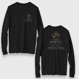 Svart Guld Entreprenör Hemreparation Arbetskläder T Shirt