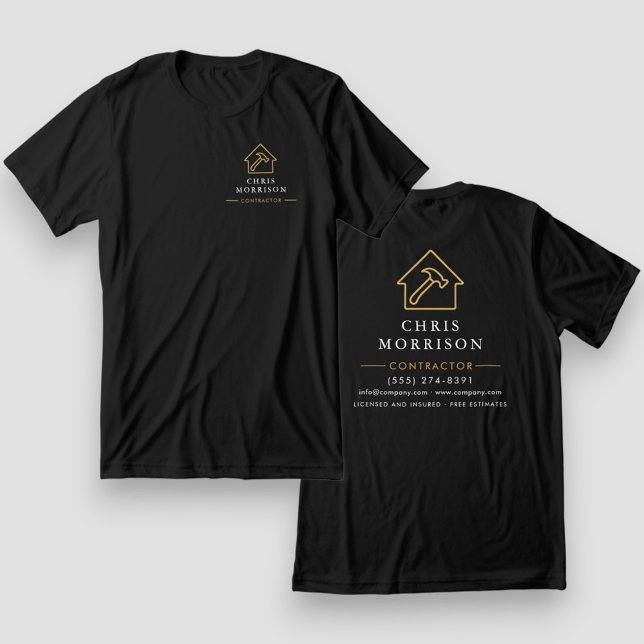Svart Guld Entreprenör Hemreparation T Shirt (Skapare uppladdad)