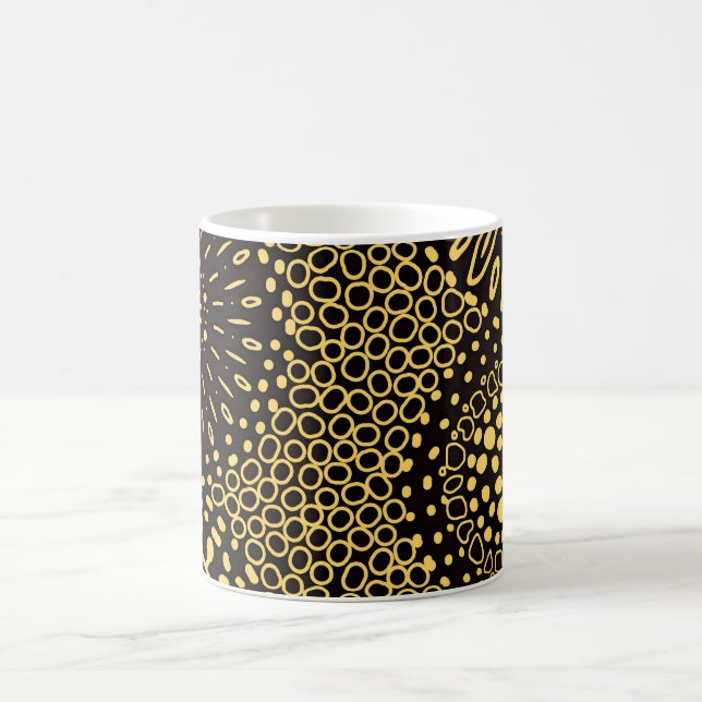 Svart Guld Etnisk Blommig Mönster Kaffemug Kaffemugg (Center)