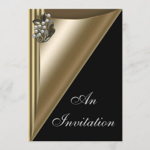 Svart & Guld Evenemangspartaj Invitation Mall