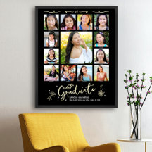 Svart Guld Examen K–12 Foto Collage Klotter