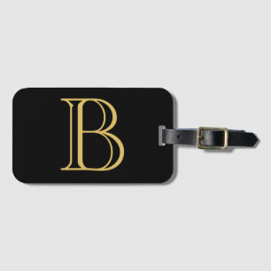 Svart Guld Färg Monogram Professionell Calligraphy Bagagebricka