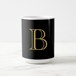 Svart Guld Färg Monogram Professionell Calligraphy Kaffemugg