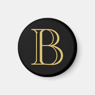 Svart Guld Färg Monogram Professionell Calligraphy Magnet