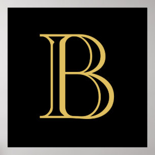 Svart Guld Färg Monogram Professionell Calligraphy Poster
