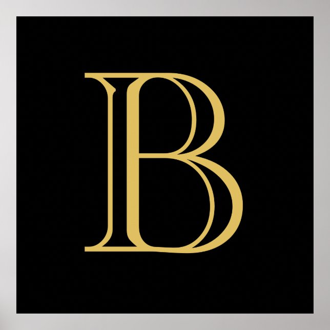 Svart Guld Färg Monogram Professionell Calligraphy Poster (Framsidan)