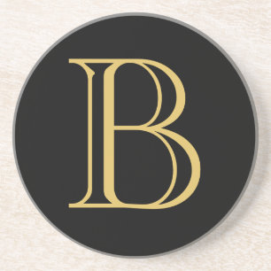 Svart Guld Färg Monogram Professionell Calligraphy Underlägg