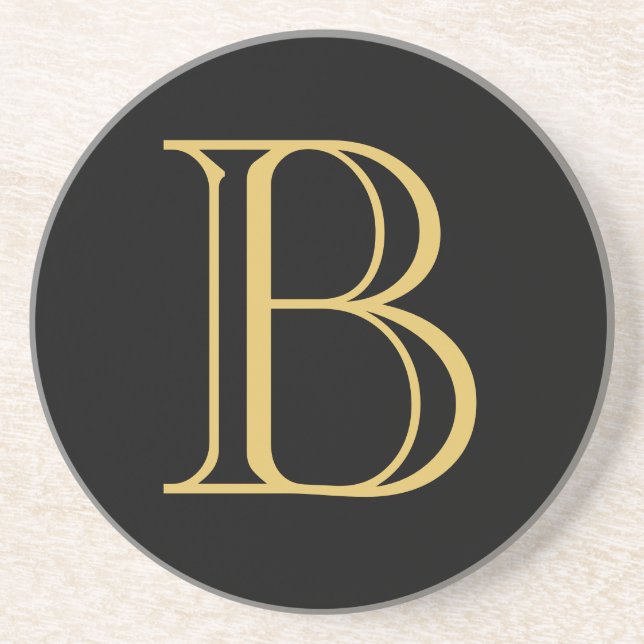 Svart Guld Färg Monogram Professionell Calligraphy Underlägg (Framsidan)