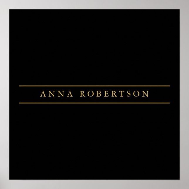 Svart Guld Färger Professionell Chic Minimalistisk Poster (Framsidan)