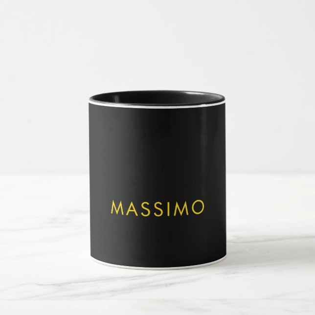 Svart Guld Färger Professionell Minimalist Namn Mugg (Center)