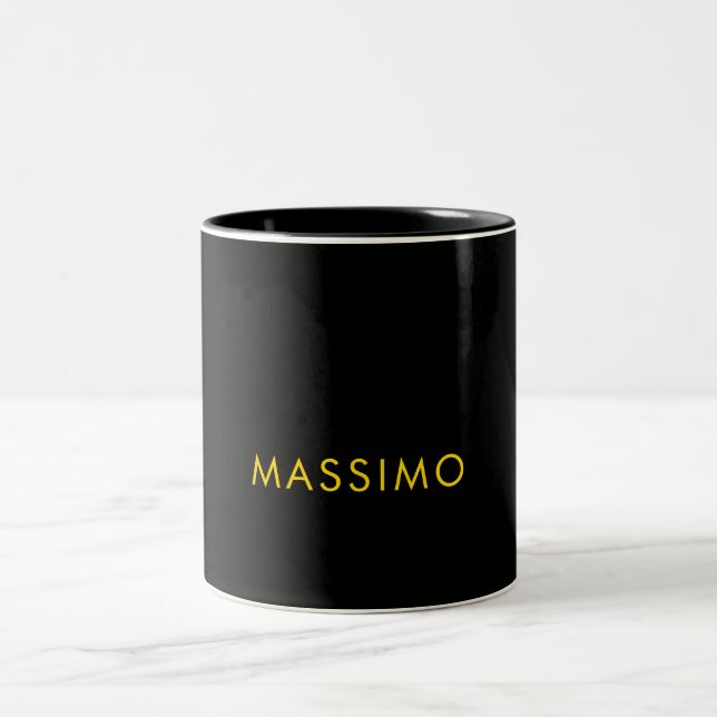 Svart Guld Färger Professionell Minimalist Namn Två-Tonad Mugg (Center)