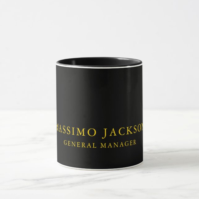Svart Guld Färger Professionell Trendig Minimalist Mugg (Center)