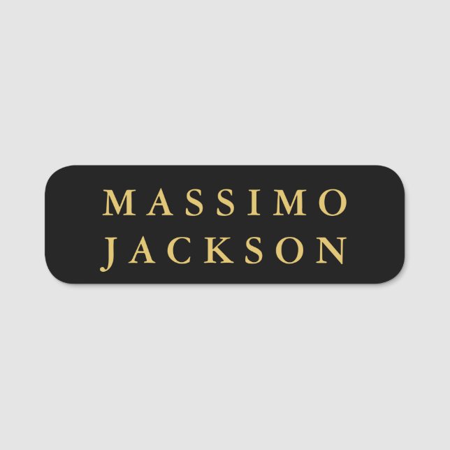 Svart Guld Färger Professionell Trendig Minimalist Namnbricka (Framsida)