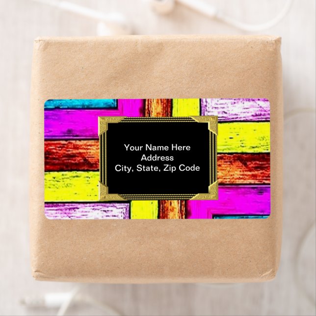 Svart Guld färgstarka monogrametiketter Fraktsedel (Insitu)