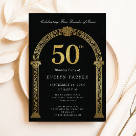 Svart & Guld Fem årtionden av Grace 50-årsdag Inbjudningar