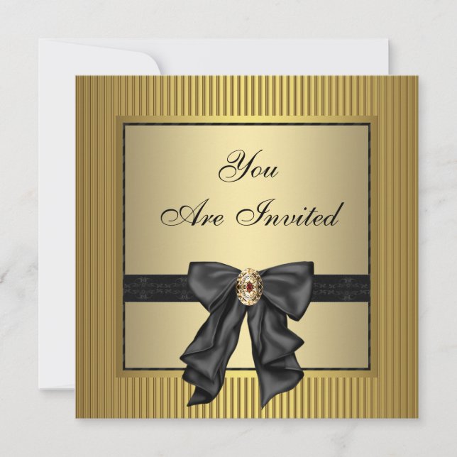 Svart Guld Fest Inbjudningar (Framsida)