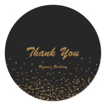 Svart & Guld Fin Glitter Chic Festpresent Sticker