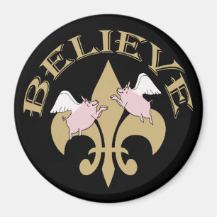 Svart Guld Fleur de Lis Flyg grisar Magnet