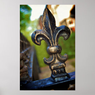 Svart & guld (Fleur de Lis) [konsttrycket] Poster