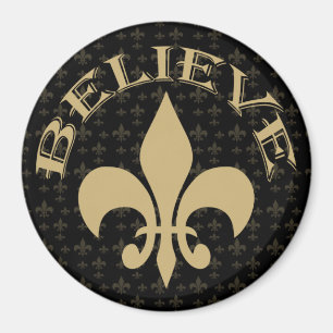 Svart Guld Fleur de Lis Tro Magnet